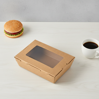 Boîte à lunch jetable en papier plastifié pour repas rapides, poulet frit populaire, boîte à salade et sushi rectangulaire avec fenêtre