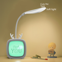 Lampe de bureau LED USB rechargeable à lumière blanche chaude pour la protection des yeux des étudiants, avec contrôle tactile, intensité réglable, design portable de dessin animé, pour chambre d'enfant