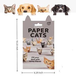Gatos de Papel <span class=keywords><strong>Origami</strong></span> DIY, 50 Hojas de Papel <span class=keywords><strong>Origami</strong></span> para Plegar Lindas Figuras de Gatos, Divertida Actividad de Manualidades para Adultos, Decoración de Escritorio y Regalo - Product Image 2