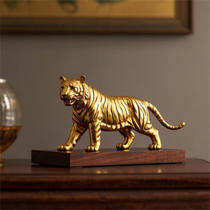 도매 동물 공예 테이블 장식 수지 황금 가정 장식 호랑이 장식품 입상 동상 - Product Image 2