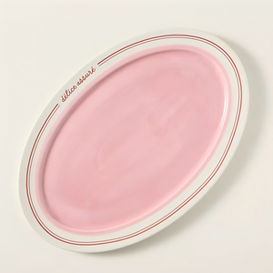 Plato de Taco de buffet con aperitivo a mano de forma ovalada, plato de taco con logotipo personalizado, platos grandes de cerámica para servir para restaurante y hogar - Product Image 2