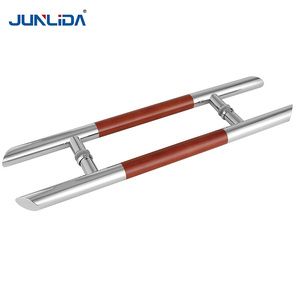 Poignée de luxe en acier inoxydable 304 et bois H Type porte coulissante double face avec poignée de traction rouge mat polonais - Product Image 1