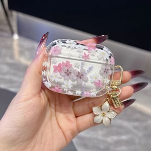 เคสใสลายดอกไม้น่ารักสำหรับ AirPods Pro พร้อมพวงกุญแจรูปดอกไม้ เคสบางเบาป้อ<span class=keywords><strong>ง</strong></span>กันรอยขีดข่วนสำหรับ Airpods 4/3/2/1 - Product Image 5