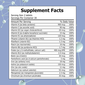 Comprimés de multivitamines OEM ODM avec vitamine Thiamine Folate pour soutenir les niveaux de fer, la santé des os, des muscles et du système immunitaire, et le métabolisme énergétique - Product Image 2