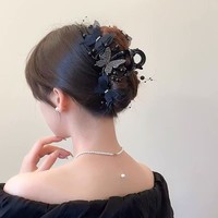 Pinces à Cheveux Papillon en Tissu Haut de Gamme Qianjin avec Strass Style Fée, Grandes Barrettes Douces pour Filles, Vente en Gros