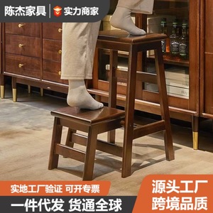 Solid Wood Foldable Step <b>Stool</b> With Reinforced Frame For Home Use Adults And Elderly - Product Image 4