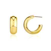 Boucles d'oreilles créoles épaisses dorées et argentées pour femmes - Base en laiton hypoallergénique avec accents en zircon