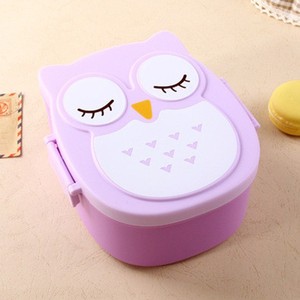 Cute Cartoon Owl Lunch Box For Children <b>Plastic</b> Bento Box With Lid Divided Sections Student <b>Food</b> Storage <b>Container</b> - Product Image 3