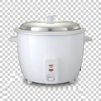 Penanak Nasi Elektrik Otomatis Portabel Berbentuk Kotak dari Paduan Logam dengan Kontrol Timer Digital, Panci Dalam Anti Lengket, Termasuk Pengaduk dan Gelas Takar.