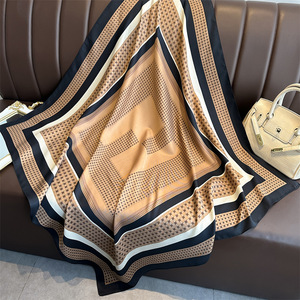 Classic Pattern Faux Silk <strong>Square</strong> <strong>Scarf</strong> Stylish Women Accessory Faux Silk <strong>Square</strong> <strong>Scarf</strong> for Neck Hair &amp; Bag Styling OEM/ODM - Product Image 3