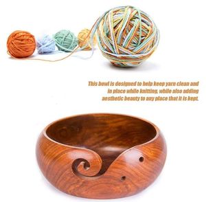 Ciotola in <span class=keywords><strong>Legno</strong></span> Fatta a Mano dal Design Unico per Filati e Accessori per Uncinetto con Fori per Lavori a Maglia, Regalo per la Festa della Mamma - Product Image 4