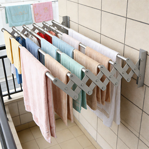 Séchoir à <span class=keywords><strong>linge</strong></span> mural rétractable de 60 cm en aluminium, pliable, gain de place, <span class=keywords><strong>barre</strong></span> à serviettes accordéon - Product Image 3