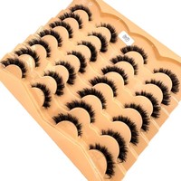 Festind DF Luxury Handmade pour 14 paires de faux cils œil de chat en vison synthétique 8D, effet wispy, pack de cils spectaculaires, longs, épais et volumineux