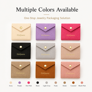 Factory Wholesale Microfiber Jewelry Storage Pouch Compact Foldable Button Closure Bag for Ring Earring <b>Necklace</b> EleQueen EQ3039 - Product Image 4