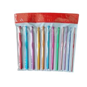 Bolsa morada 12 piezas, aguja de suéter de exportación de costura, conjunto de <span class=keywords><strong>ganchillo</strong></span> de alúmina DIY de lana - Product Image 1