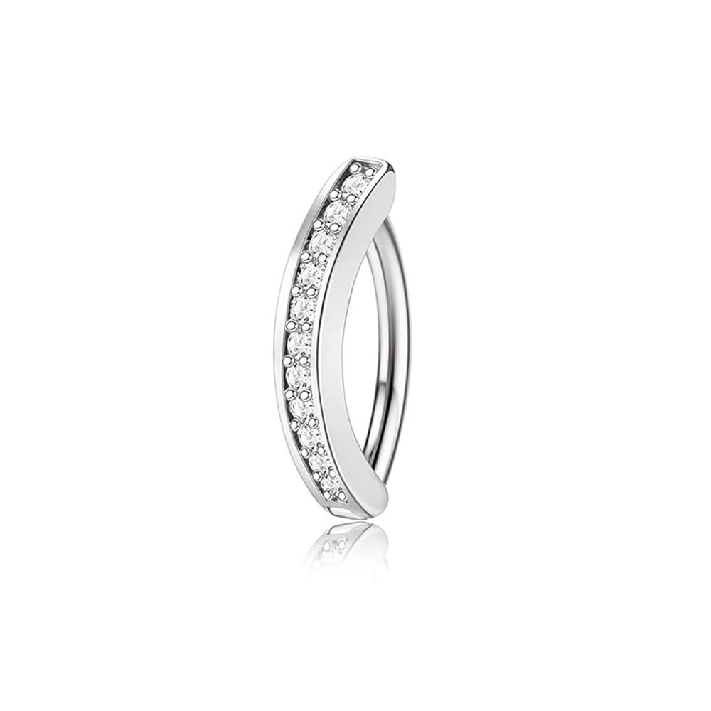 Boucle arc couleur acier avec zircon