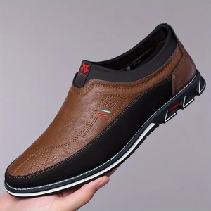 Mocassins en cuir noir à enfiler, bout rond, semelle extérieure en caoutchouc respirante, chaussures décontractées pour hommes, taille 52 53 - Product Image 3