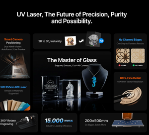 Grabador Láser CNC de Micro-Puntos UV 355 nm F2 Ultra, 220*220 mm, Alta Precisión para Grabado en Acrílico, Plástico y Cerámica - Nuevo con IA - Product Image 5