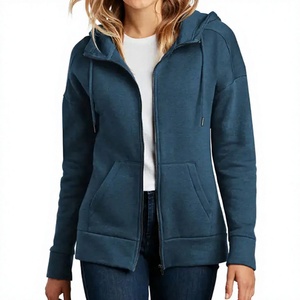 Sweat-shirts et sweats à capuche pour femmes en molleton épais 100 % coton, personnalisés OEM, 320g/360g, avec logo imprimé sur le devant, fermeture éclair intégrale, pour l'hiver - Product Image 1