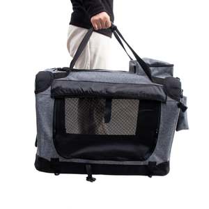 Zipper Closure Dog Cat Travel Bag Soft Sided Collapsible Large Pet Cage Breathable Pet Bag Foldable Breathable Dog Crate - Product Image 4