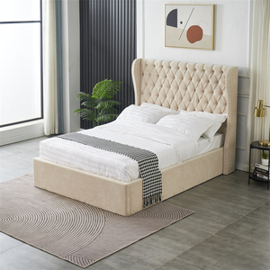 <span class=keywords><strong>Lit</strong></span> ottoman <span class=keywords><strong>de</strong></span> rangement Queen en tissu, design moderne et traditionnel, beige crème, avec tête <span class=keywords><strong>de</strong></span> <span class=keywords><strong>lit</strong></span> capitonnée et souple, et système <span class=keywords><strong>de</strong></span> levage à gaz - Product Image 3