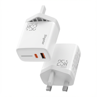 Chargeur rapide USB Type-C QC3.0 25W avec prise UK, protection contre les courts-circuits 5V/3A pour téléphones portables, ordinateurs portables et appareils photo
