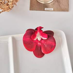 رأس زهرة فالاينوبسيس مصنوع يدويًا لزخارف السنة الجديدة إكسسوارات زهور صناعية ذاتية الصنع لتزيين دبوس الشعر للكعك - Product Image 6