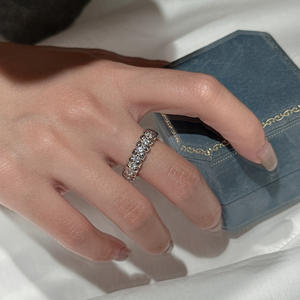 Anillo de Plata Pura S925 Wenchi con Incrustaciones de Circonio, Diseño Exclusivo, Simple, Moderno, Medieval, Vintage, Francés, Elegante, con Toque Chino - Product Image 2