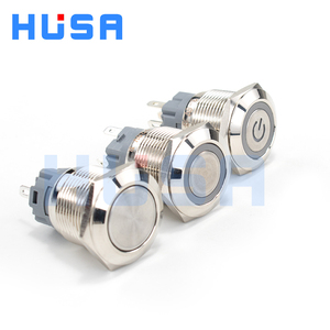 Husa 19mm 12V 24V vòng điện ánh sáng dẫn kim loại đẩy nút chuyển đổi tạm thời latching/tự thiết lập lại IP65 không thấm nước đẩy nút chuyển đổi - Product Image 1