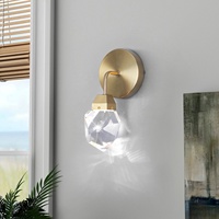 Lampe murale LED en cuivre et cristal, design nordique moderne, à intensité variable, CRI 90, idéale pour les hôtels - Meilleure vente