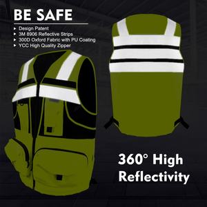 Chaleco de Seguridad Reflectante de Alta Visibilidad con Tiras Reflectantes, Ropa de Alta Visibilidad para Seguridad en Fábrica, Personalizable al por Mayor - Product Image 6