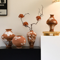 Vase en Céramique Rustique Vintage Personnalisé, Récipient pour Fleurs Séchées, Décoration Intérieure, Ornement de Bureau, Vente en Gros