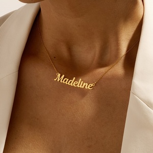 Gold Plated Fashion Fine Jewelry Stainless Steel Chain Pendant Choker <b>Custom</b> Personalized <b>Name</b> <b>Necklaces</b> for Women Birthday Gift - Product Image 2