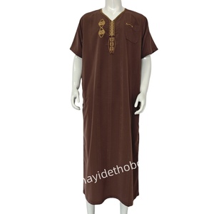 2025 nuevo diseño Thobe marroquí para niños fuente de fábrica ropa islámica modesta para hombres vestido bordado árabe transpirable para - Product Image 1