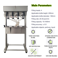 Machine de remplissage pneumatique sous vide à pression négative pour parfums, boissons, gels, shampoings et liquides huileux, avec contrôle de niveau et 2/4 buses