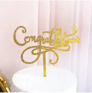 Kunden spezifische Abschluss zubehör Glückwünsche Grad Sie haben es getan Acryl Cake Topper Gold Glitter Herzlichen Glückwunsch Cake Topper