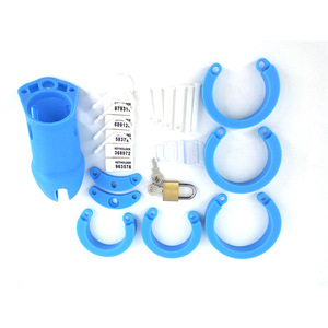 <span class=keywords><strong>CB6000s</strong></span> BLS FAAK Blocage Masturbation Masculine Court Chasteté Mâle Bleu Couleur Forme de Gode gode Cage Silicone Mâle Dispositif De Chasteté - Product Image 6