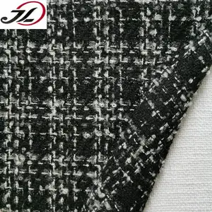 China Leverancier Mode Garen Zwart Wit Tweed Wollen Stof Voor Jas