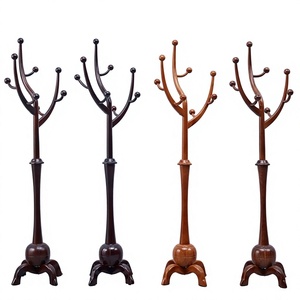 Classic Wooden Double Tier Adjustable Coat Rack <b>Standing</b> Non-Foldable Clothes <b>Hat</b> Bag Holder for Living Room Entryway Bedroom - Product Image 1
