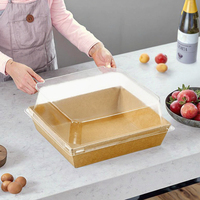 Boîte à dessert carrée en PET, emballage transparent pour desserts avec couvercles