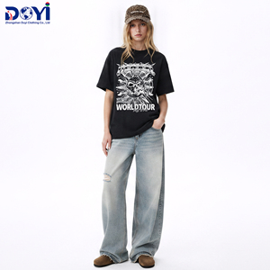 T-shirt Vintage da Uomo a Maniche Corte Skull <span class=keywords><strong>World</strong></span> <span class=keywords><strong>Tour</strong></span>, Stampa Grafica DTG Effetto Acido, Taglio Corto, Cotone Puro, Girocollo, Streetwear Estivo - Product Image 3