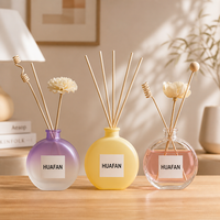 Flacon diffuseur de parfum en verre plat et rond de luxe, 50 ml, 100 ml, 150 ml, vide, avec sérigraphie personnalisée et marquage à chaud