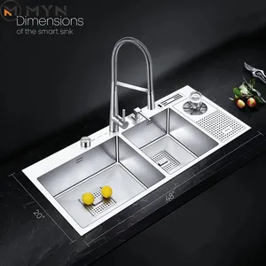 China kitchen sink SUS304 handmade double bowl kitchen cup rinser cleaner sprinkler drainer fregadero de cocina