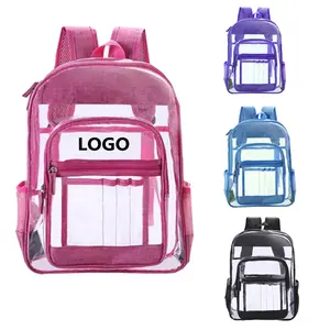 GRS BSCI wholesale book bag student outdoor School bag travel pvc transparent clear backpack for girls