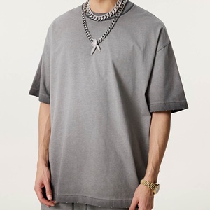 เสื้อยืดคอกลมโอเวอร์ไซส์ผ้าฝ้าย 100% แบบวินเทจ ย้อมสีเอซิด พิมพ์ลายได้ ขายส่ง รับผลิตแบบ OEM - Product Image 1