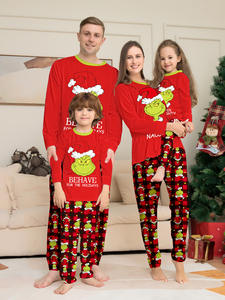 2023 noël rouge rayé famille Homewear Grinchs imprimer pyjamas garçons filles hommes femmes vêtements de nuit de noël - Product Image 2