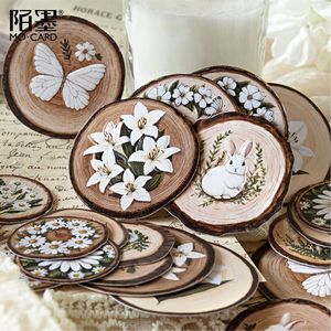 15 autocollants par paquet série d'impression de copeaux de bois anneau d'arbre rétro <span class=keywords><strong>relief</strong></span> floral matériel décoratif en <span class=keywords><strong>relief</strong></span> - Product Image 4
