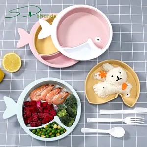 Weizen Stroh Abbaubar Gesunde BPA Freie Umweltfreundliche Mikrowelle Sicher Mittagessen Abendessen Kinder Kinder Geschirr Baby Geschirr Platte