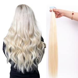Extensiones <span class=keywords><strong>de</strong></span> Cabello Natural Remy Virgen Humano Real Rubio <span class=keywords><strong>60</strong></span> con Cinta Adhesiva - Product Image 1