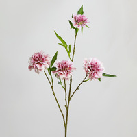 Hochwertige 4-Köpfige Seiden-Kunstblumen Scabiosa-Strauß für Eventdekoration